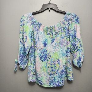 Lily Pulitzer women's pullover top blouse size S blue and pink